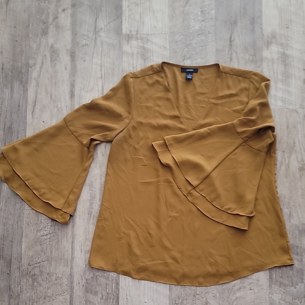 Women's Mustard Bell Sleeve Top